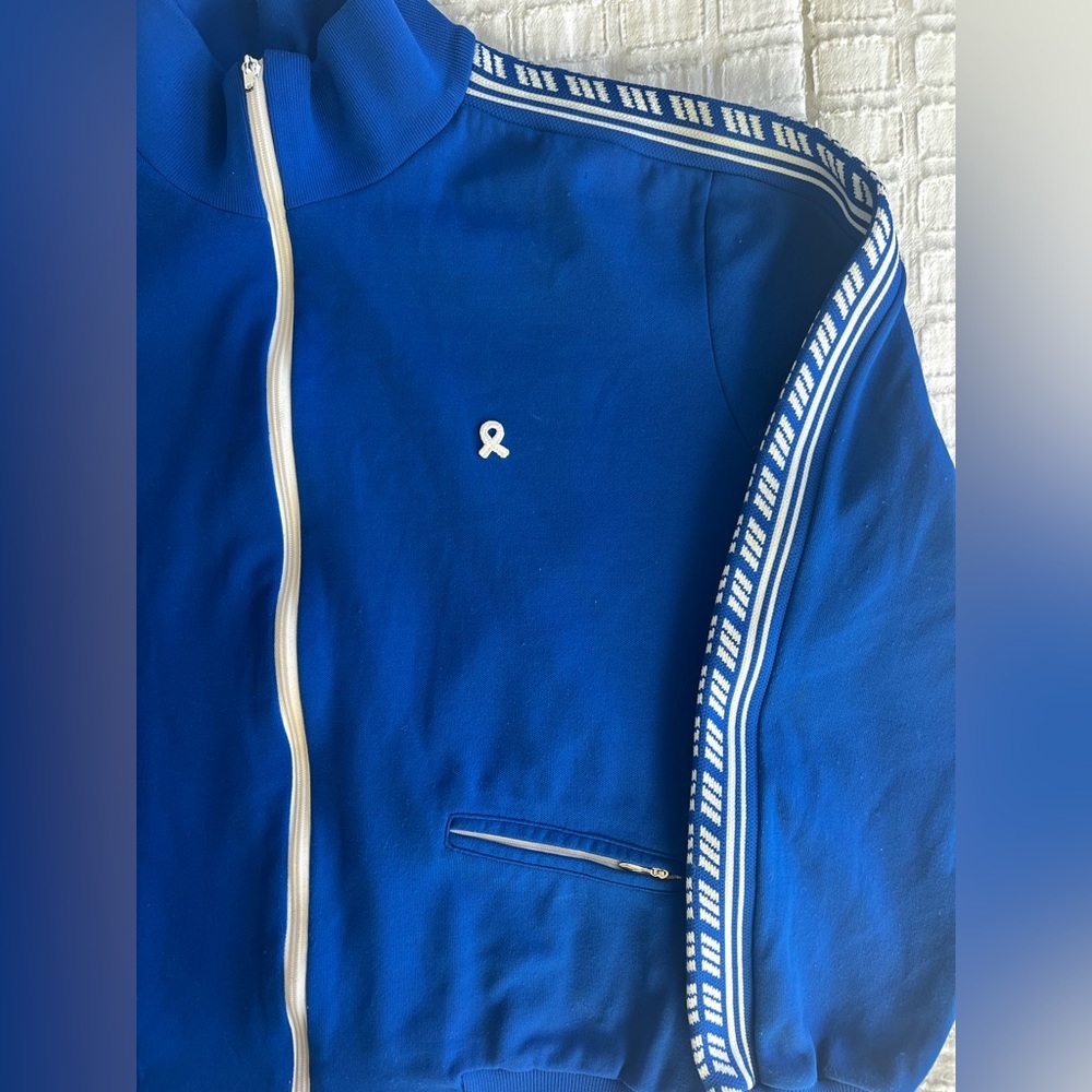 Demetre Vintage Zip-Up Retro Track Jacket Blue White Men’s XL